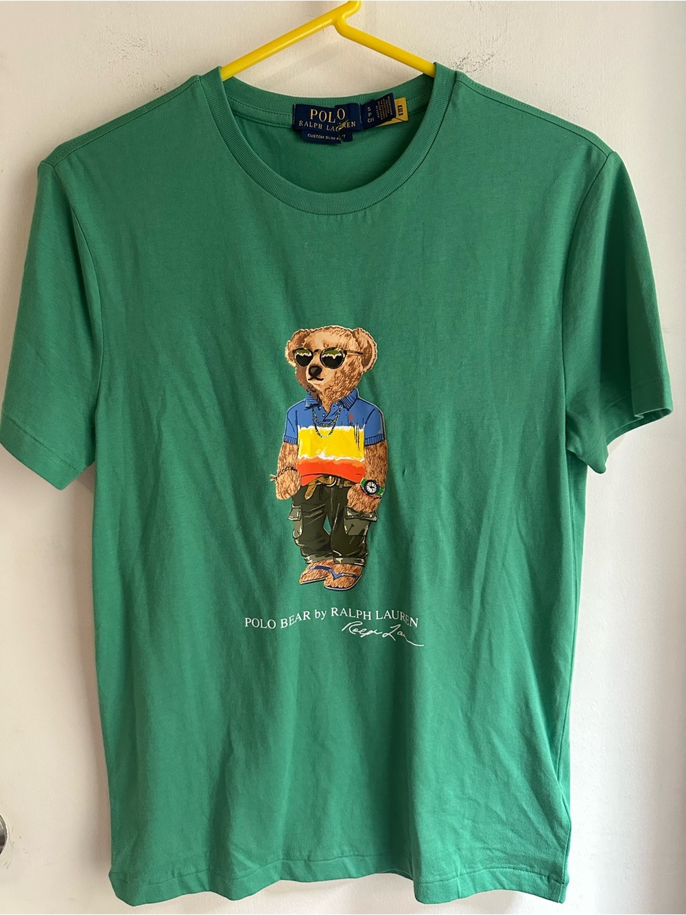 Polo Ralph Lauren Polo Bear T Shirt Mens S Green Custom Slim Fit Graphic Tee